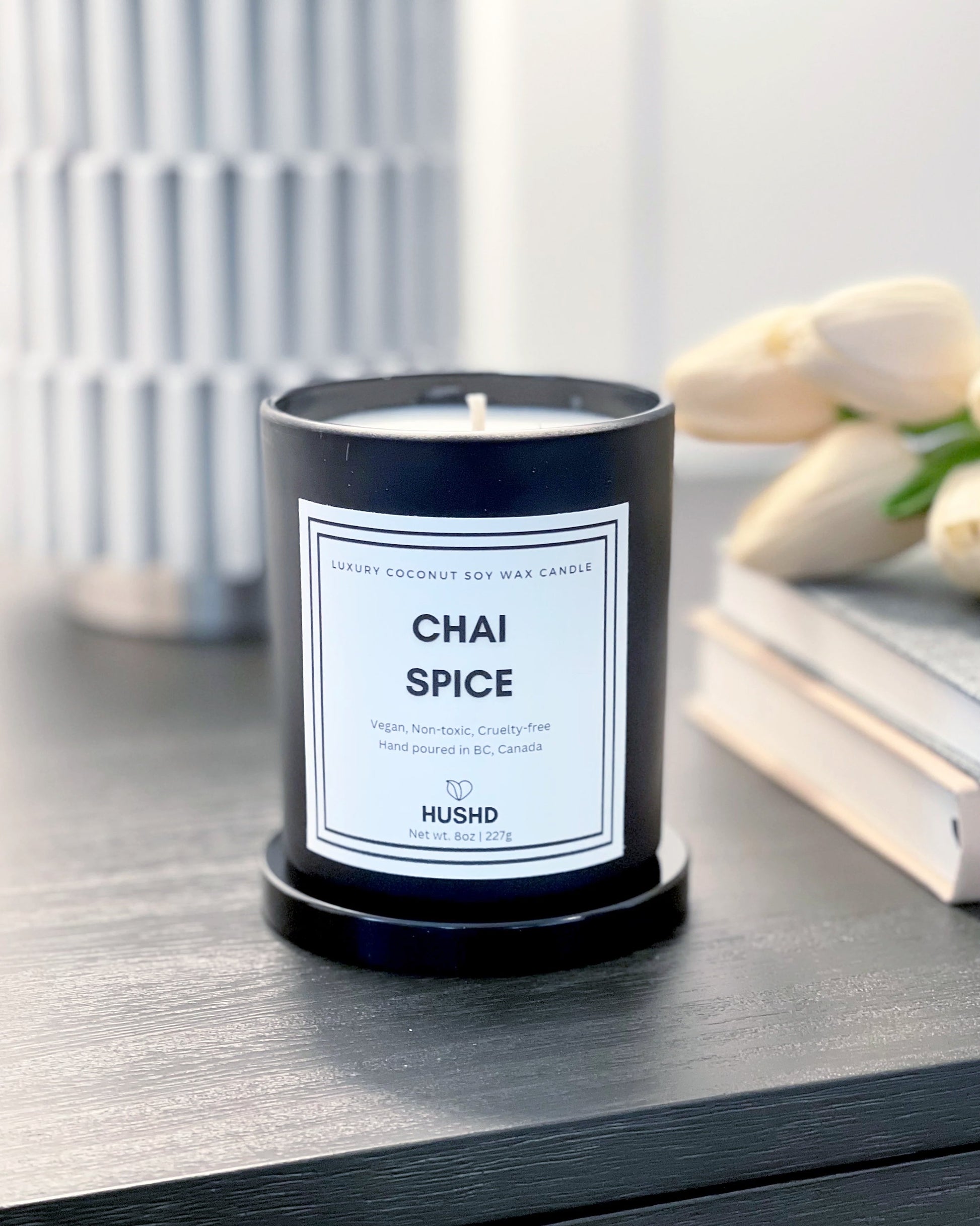 Chai Spice, natural, non-toxic oils, vegan, coconut soy wax candle, cruelty-free, cinnamon, star anise, chai tea, cloves, ginger, masala tea, cardamon, elachi, creamy chai