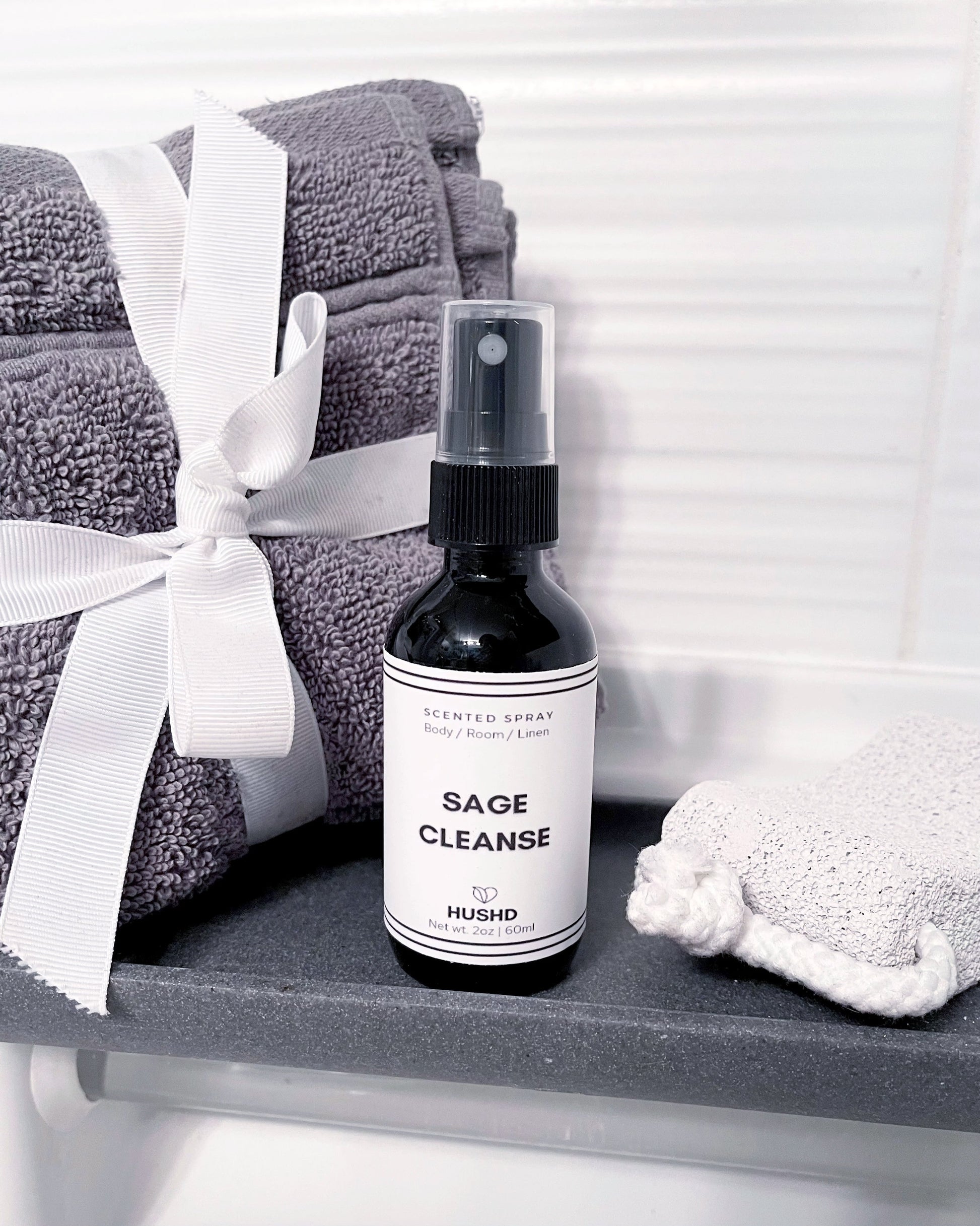 Sage Cleanse, natural, non-toxic oils, cruelty-free, mineral, sea salt, Body Spray, Linen/room spray with witch hazel, soothing, topical skincare, bath and body